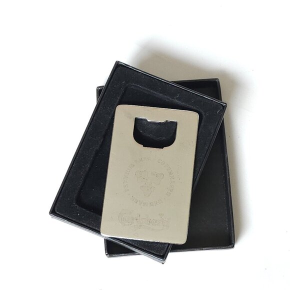CARLSBERG Beer Bottle Opener BNIB Credit Card Size Opener Silver COPENHAGEN - Picture 3 of 7